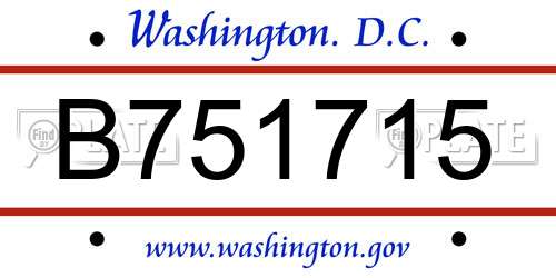 B751715 District Of Columbia License Plate