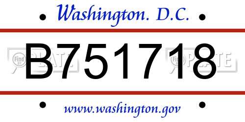 B751718 District Of Columbia License Plate