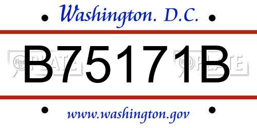 B75171B District Of Columbia License Plate