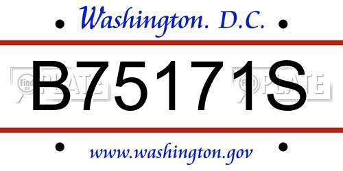 B75171S District Of Columbia License Plate