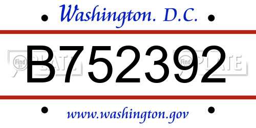 B752392 District Of Columbia License Plate
