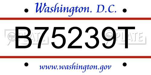 B75239T District Of Columbia License Plate