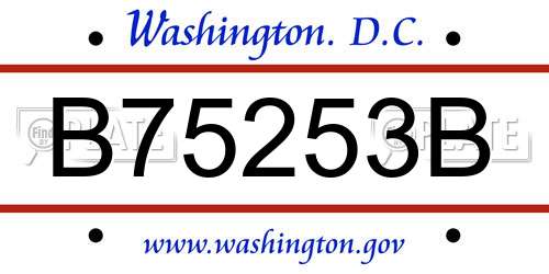 B75253B District Of Columbia License Plate