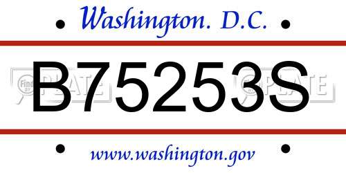 B75253S District Of Columbia License Plate