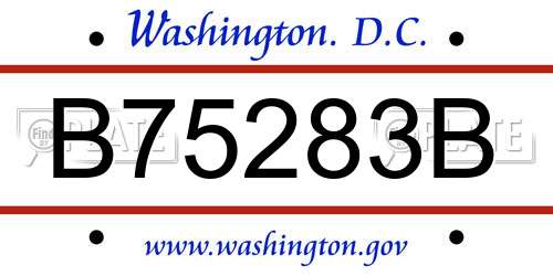 B75283B District Of Columbia License Plate