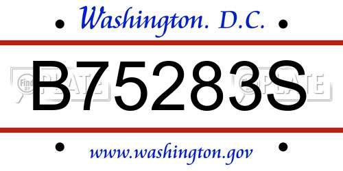 B75283S District Of Columbia License Plate