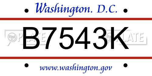 B7543K District Of Columbia License Plate