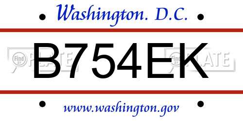 B754EK District Of Columbia License Plate