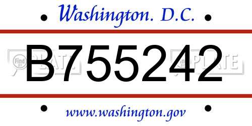 B755242 District Of Columbia License Plate