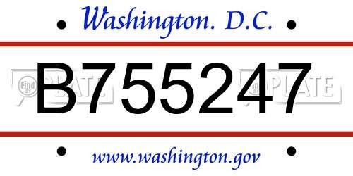 B755247 District Of Columbia License Plate