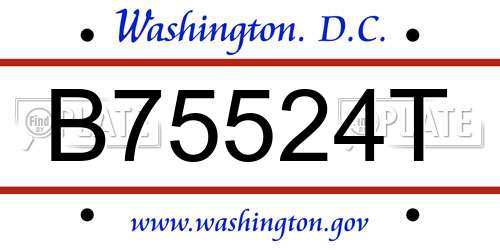 B75524T District Of Columbia License Plate