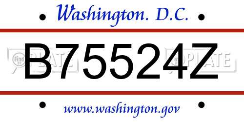 B75524Z District Of Columbia License Plate