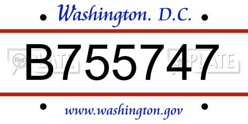 B755747 District Of Columbia License Plate