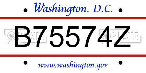 B75574Z District Of Columbia License Plate
