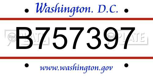 B757397 District Of Columbia License Plate