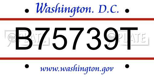 B75739T District Of Columbia License Plate