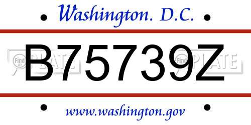 B75739Z District Of Columbia License Plate