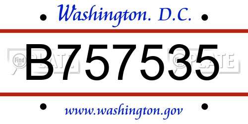 B757535 District Of Columbia License Plate