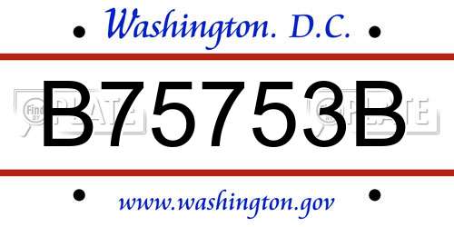 B75753B District Of Columbia License Plate