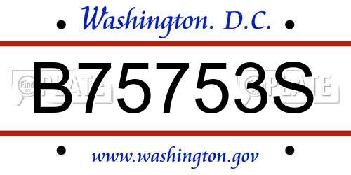 B75753S District Of Columbia License Plate