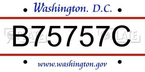 B75757C District Of Columbia License Plate