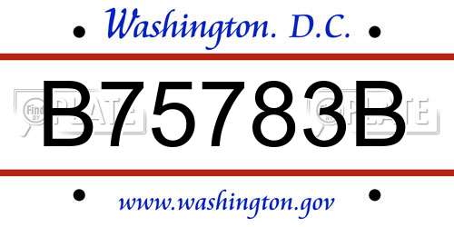 B75783B District Of Columbia License Plate