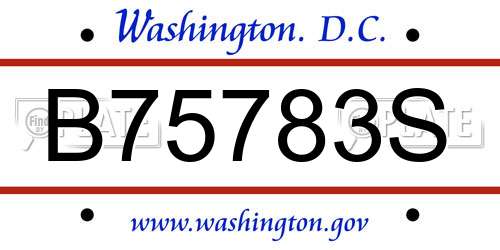 B75783S District Of Columbia License Plate