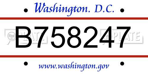B758247 District Of Columbia License Plate