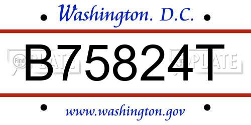 B75824T District Of Columbia License Plate