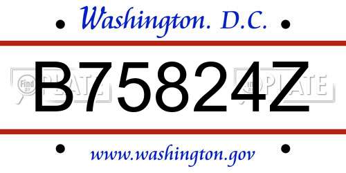 B75824Z District Of Columbia License Plate