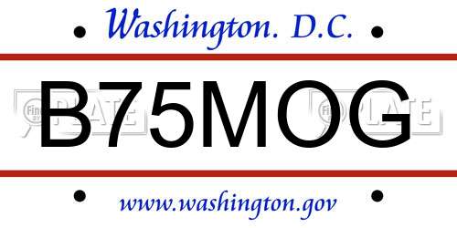 B75MOG District Of Columbia License Plate