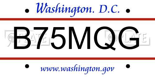B75MQG District Of Columbia License Plate