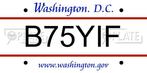 B75YIF District Of Columbia License Plate