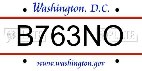 B763NO District Of Columbia License Plate
