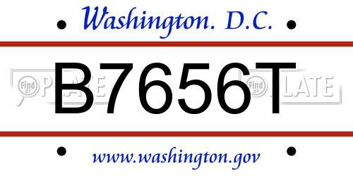 B7656T District Of Columbia License Plate