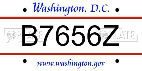 B7656Z District Of Columbia License Plate