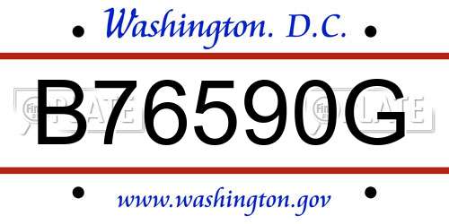 B76590G District Of Columbia License Plate