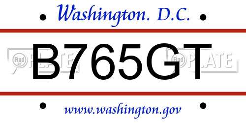 B765GT District Of Columbia License Plate