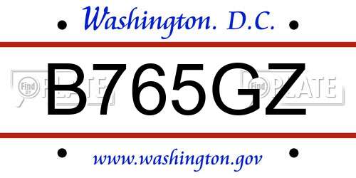 B765GZ District Of Columbia License Plate