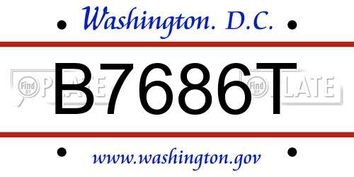 B7686T District Of Columbia License Plate