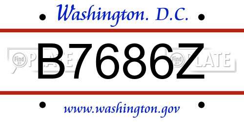 B7686Z District Of Columbia License Plate