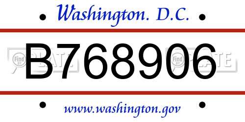 B768906 District Of Columbia License Plate