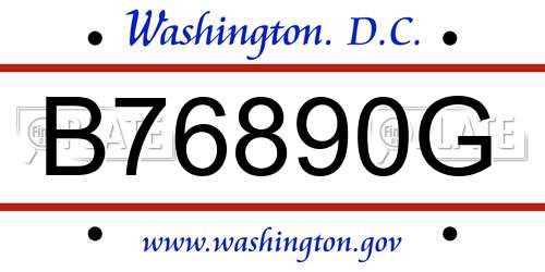 B76890G District Of Columbia License Plate