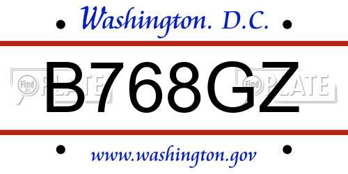 B768GZ District Of Columbia License Plate
