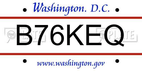 B76KEQ District Of Columbia License Plate