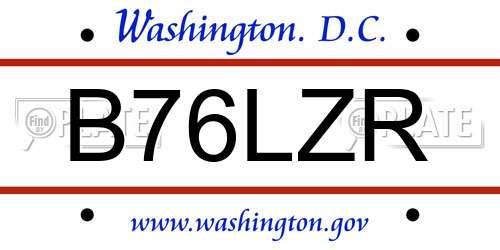 B76LZR District Of Columbia License Plate