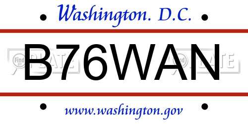 B76WAN District Of Columbia License Plate