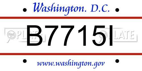 B7715I District Of Columbia License Plate