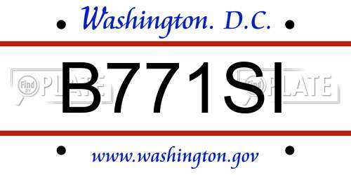 B771SI District Of Columbia License Plate