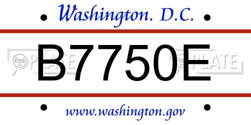 B7750E District Of Columbia License Plate